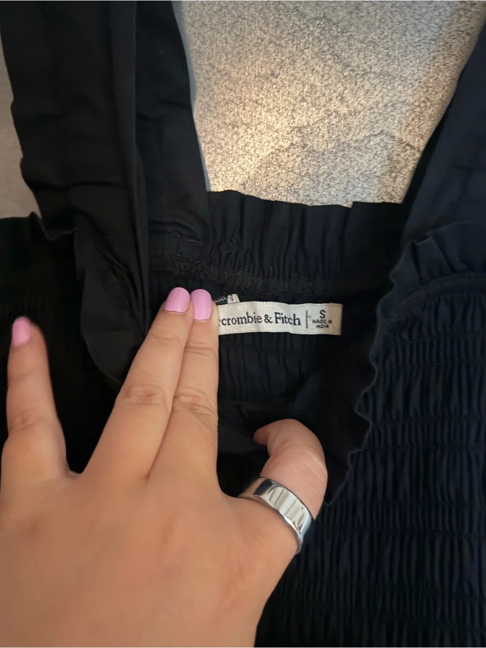 Abercrombie & Fitch Black Maxi Dress with Smocked Bodice